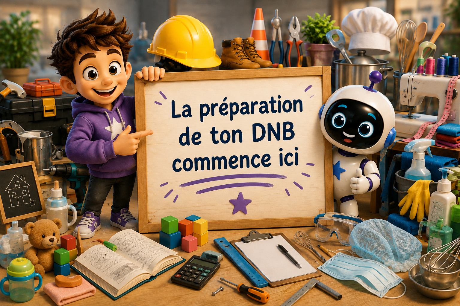 Élève préparant le diplôme national du brevet avec des fiches de révision