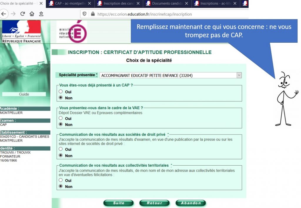 Inscription CAP Petite Enfance AEPE Trouvix